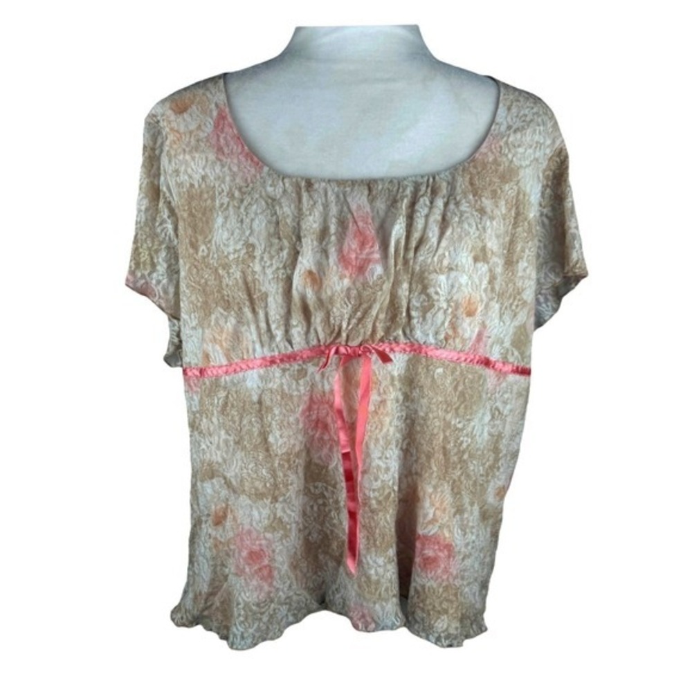 Vintage Y2K Babydoll Top Size 3X Lace Coquette Romantic Feminine Flutter Floral